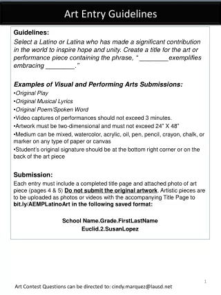 Art Entry Guidelines