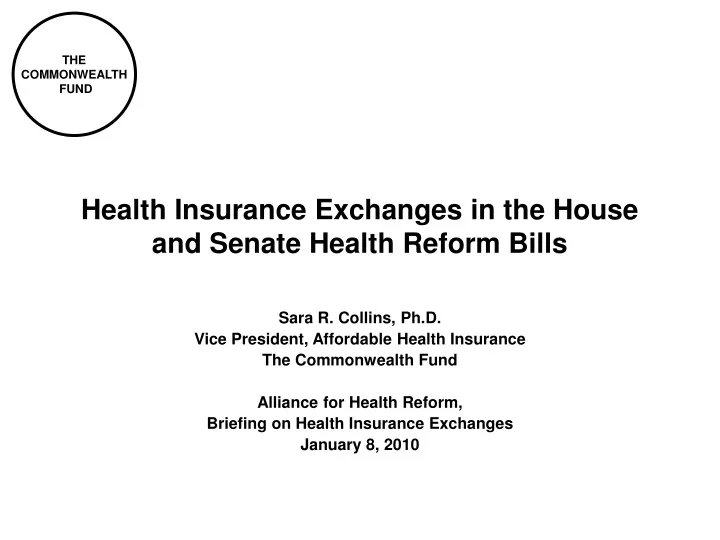 health insurance exchanges in the house and senate health reform bills