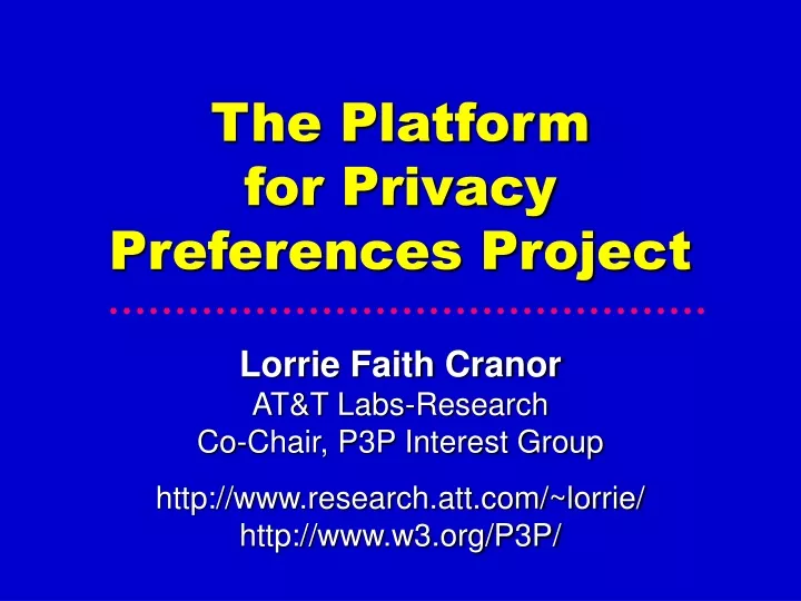 the platform for privacy preferences project