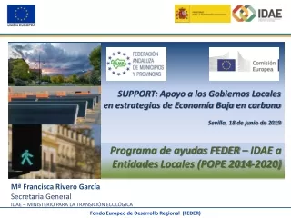 Programa de ayudas FEDER –  IDAE  a  Entidades  Locales  (POPE 2014-2020)
