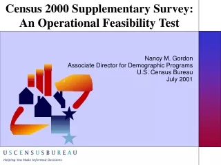 Census 2000 Supplementary Survey: An Operational Feasibility Test