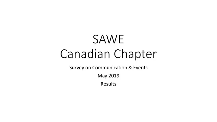 sawe canadian chapter