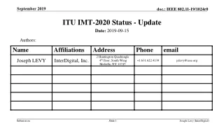 ITU IMT-2020 Status - Update