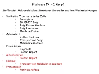 Biochemie IV  - C. Kempf