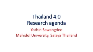 Thailand 4.0  Research agenda
