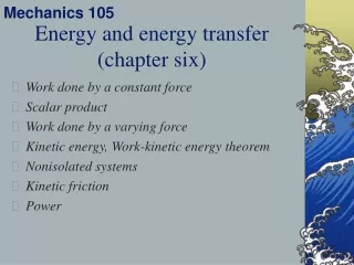 Energy and energy transfer (chapter six)