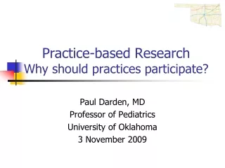 Practice-based Research Why should practices participate?