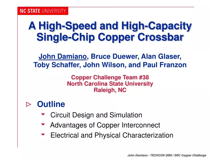 a high speed and high capacity single chip copper crossbar