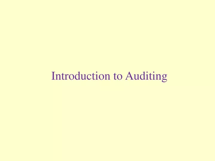 introduction to auditing