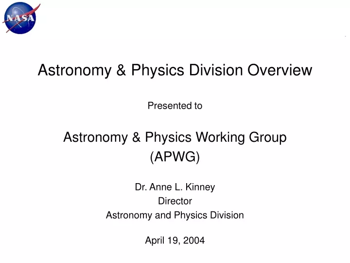 astronomy physics division overview presented