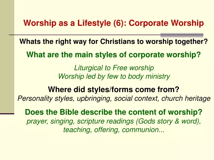 worship as a lifestyle 6 corporate worship whats