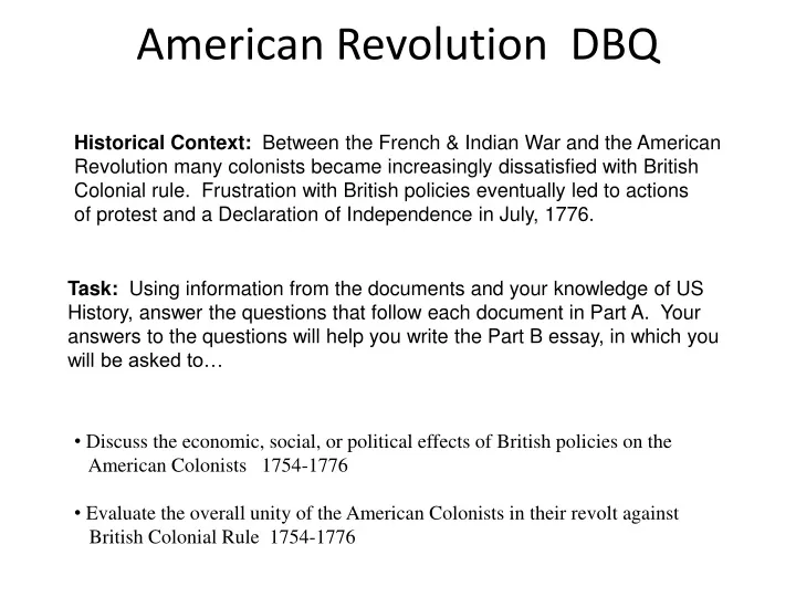 american revolution dbq