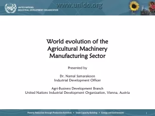 World evolution of the Agricultural Machinery  Manufacturing Sector