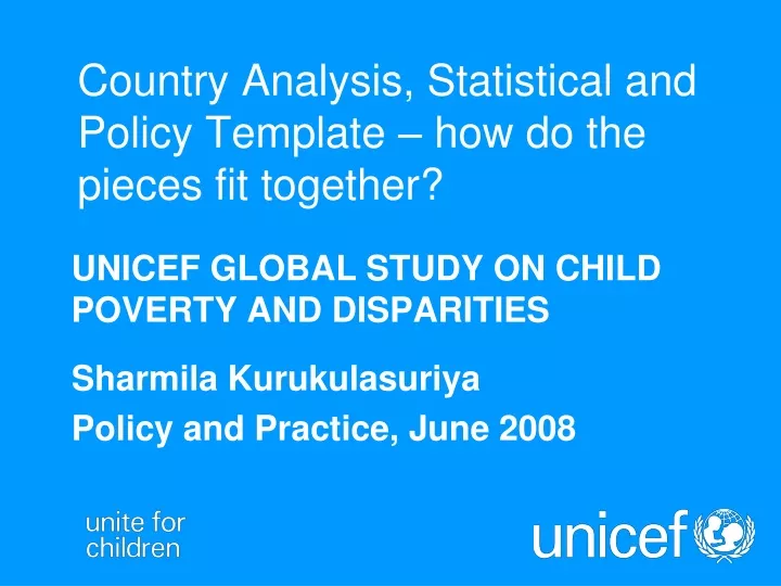 unicef global study on child poverty and disparities