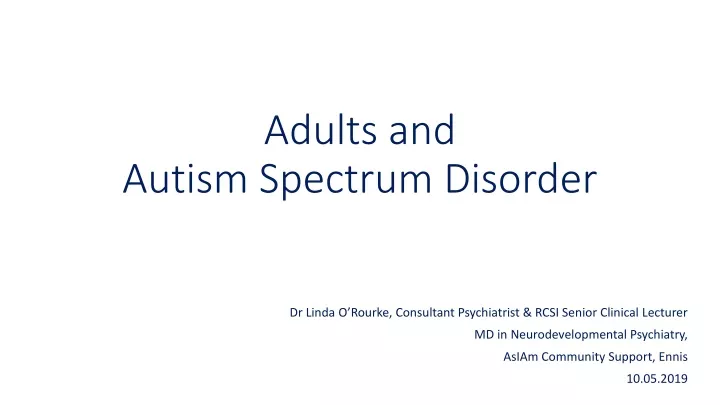 adults and autism spectrum disorder