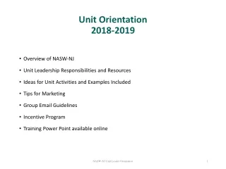 Unit Orientation 2018-2019