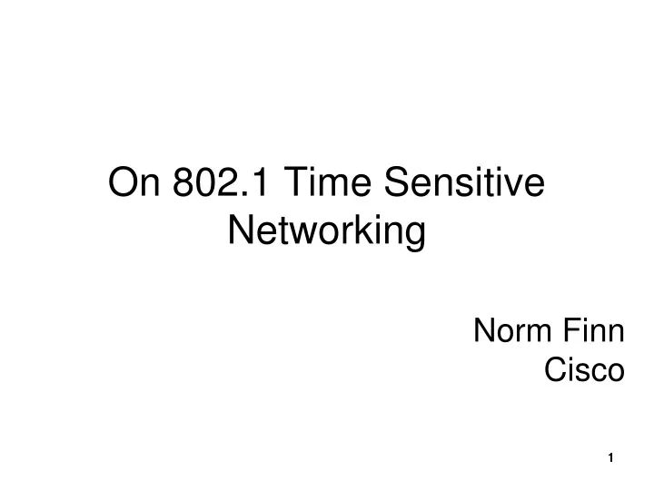 on 802 1 time sensitive networking