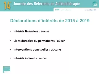 Déclarations d’intérêts de  2015  à  2019