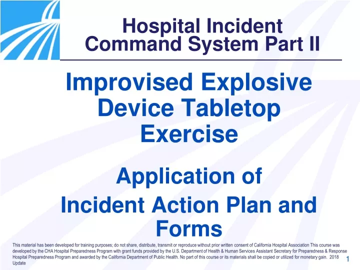 improvised explosive device tabletop exercise application of incident action plan and forms