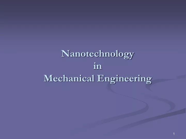 nanotechnology in mechanical engineering