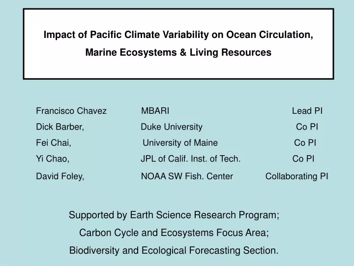 impact of pacific climate variability on ocean