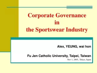 Corporate Governance  in  the Sportswear Industry
