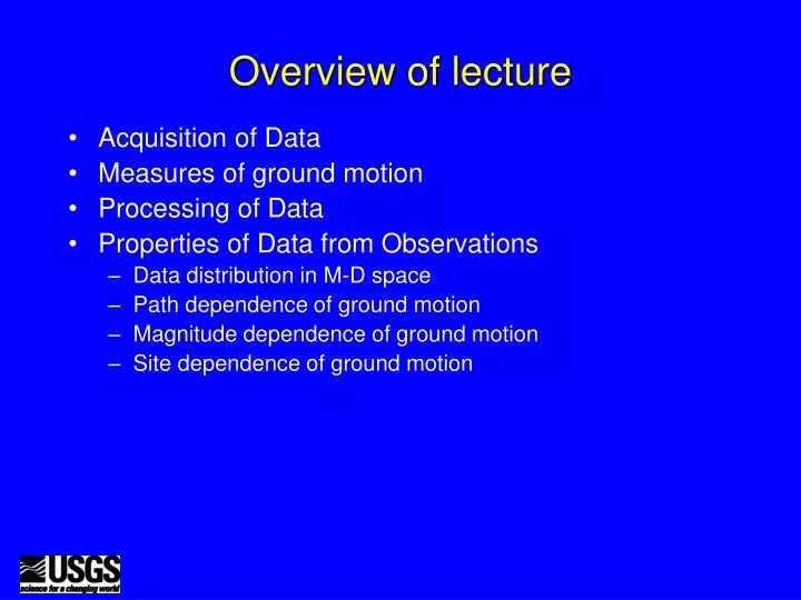 overview of lecture