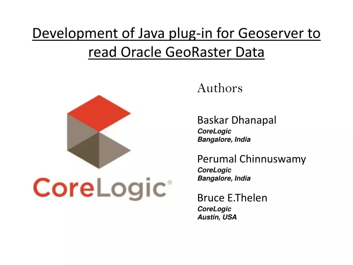 development of java plug in for geoserver to read oracle georaster data