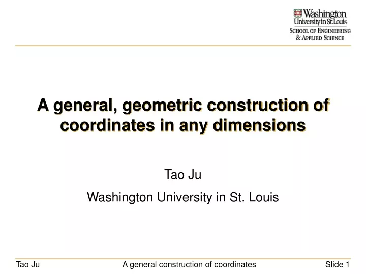 a general geometric construction of coordinates in any dimensions