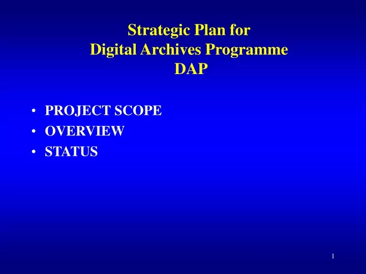 strategic plan for digital archives programme dap