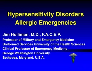 Hypersensitivity Disorders Allergic Emergencies