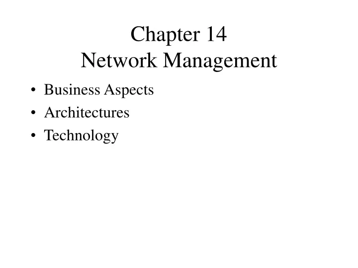 chapter 14 network management