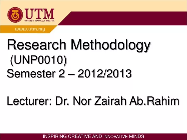 research methodology unp0010 semester 2 2012 2013