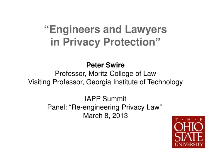 engineers and lawyers in privacy protection peter