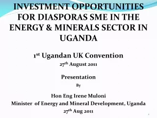INVESTMENT OPPORTUNITIES FOR DIASPORAS SME IN THE ENERGY &amp; MINERALS SECTOR IN UGANDA