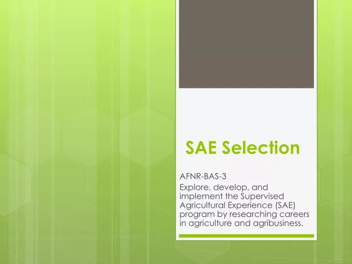 sae selection