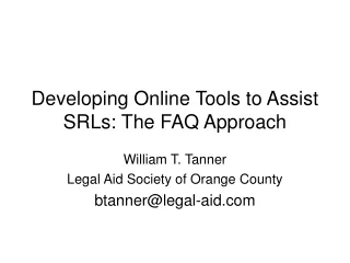 Developing Online Tools to Assist SRLs: The FAQ Approach