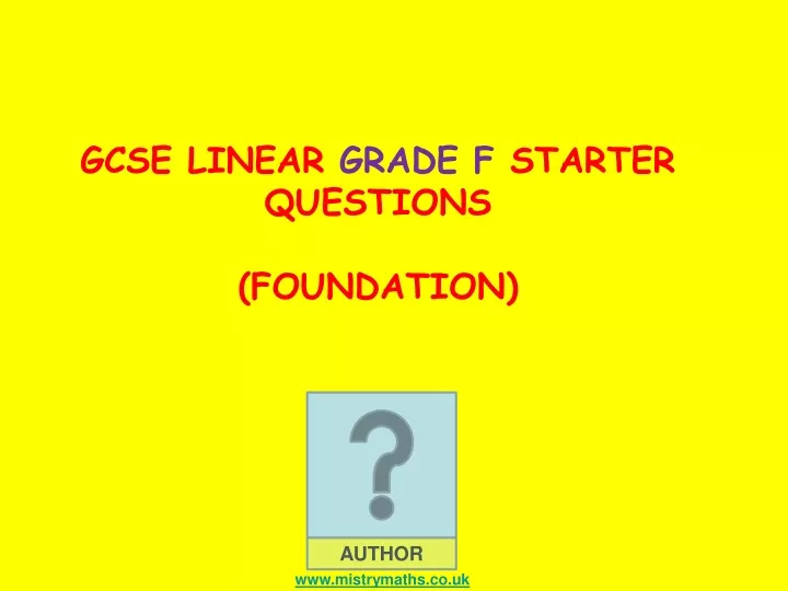 gcse linear grade f starter questions foundation
