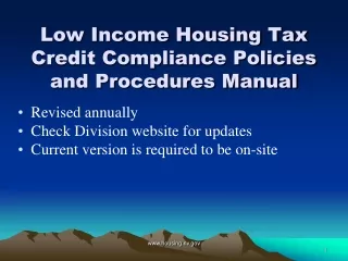 Low Income Housing Tax Credit Compliance Policies and Procedures Manual