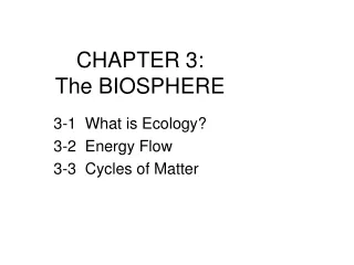 CHAPTER 3:  The BIOSPHERE