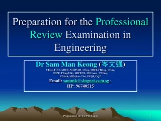 Preparation for the  Professional Review  Examination in Engineering