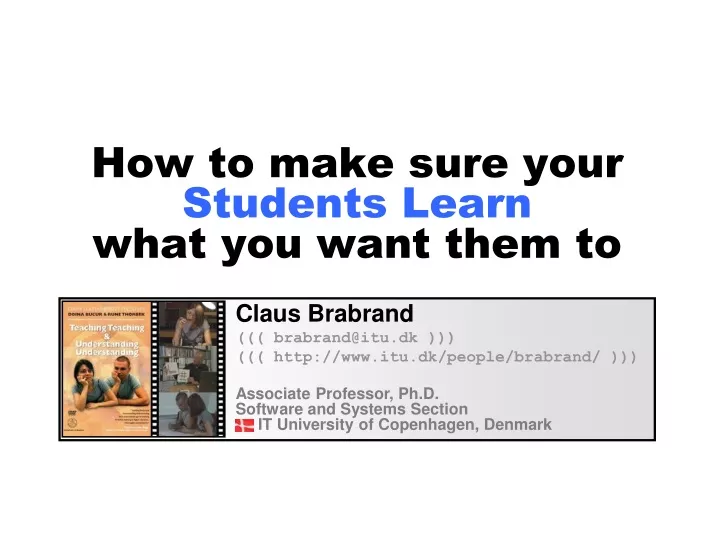 how to make sure your students learn what you want them to