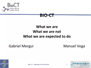 BIO-CT What we are What we are not What we are expected to do Gabriel Mergui				Manuel Vega