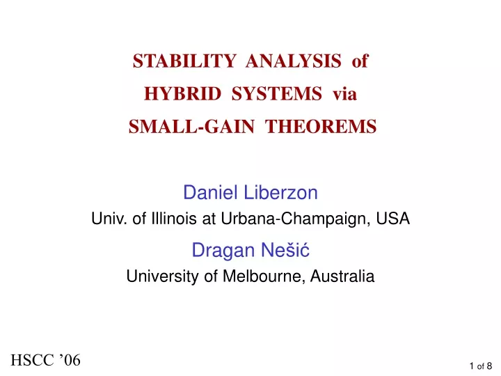 stability analysis of hybrid systems via small