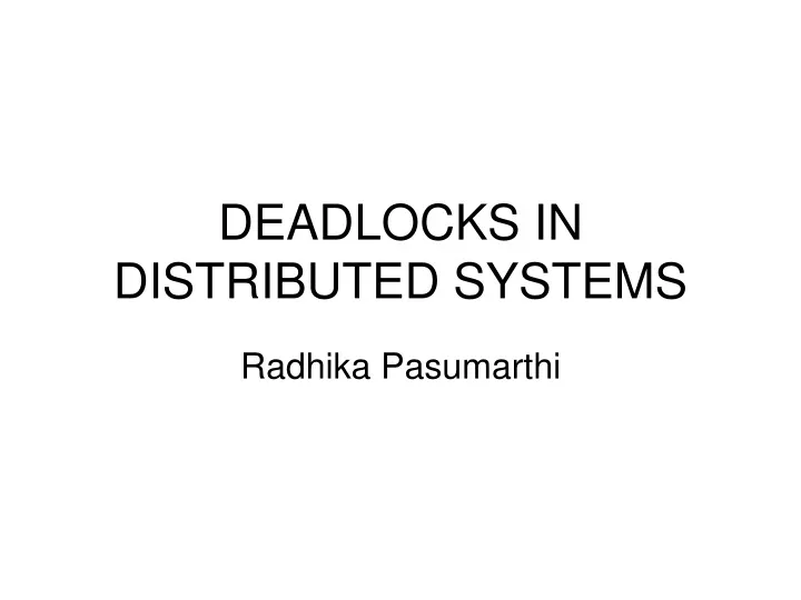 deadlocks in distributed systems