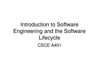 Introduction to Software Engineering and the Software Lifecycle