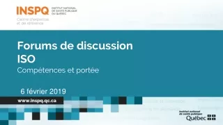 Forums de discussion  ISO  Compétences et portée