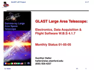 GLAST Large Area Telescope: Electronics, Data Acquisition &amp; Flight Software W.B.S 4.1.7