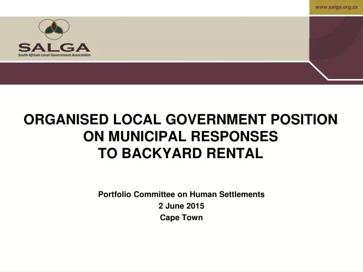 organised local government position on municipal