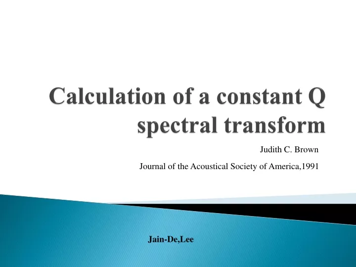 calculation of a constant q spectral transform